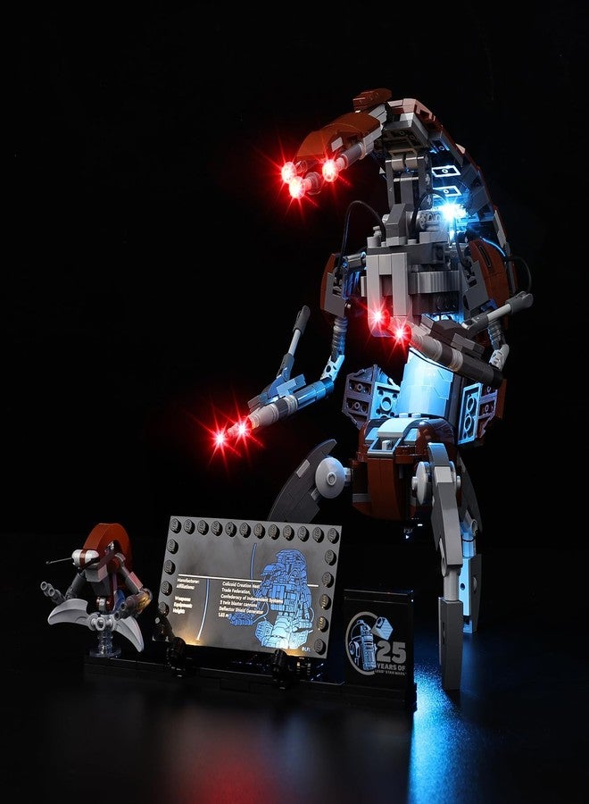 Kyglaring طقم إضاءة LED من Kyglaring متوافق مع مكعبات بناء Lego Droideka 75381، ملحقات إضاءة مطورة لمجموعة نموذج 75381، مصابيح فقط (النموذج غير متضمن)، إصدار حامل - Image 5